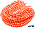 コーラル（珊瑚・サンゴビーズ）（染・ピンク）/プレーンラウンド 3.5～4mm（40cm）（1本）