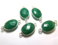 SV925/コネクター/天然石エメラルド（染）/オーバル 15×11mm（ベゼルセッティング）（1個）