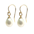 淡水パール真珠ピアス（フレンチフックピアス・ボールエンド）/エッグ（ライス）（ホワイト系）7～8mm「14kgf（ゴールドフィルド）」（1ペア）