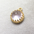 天然石ローズクオーツ・ペンダントクラウン（ベゼルセッティング/カボション）（ラウンド・8mm）（真鍮ブラス・ゴールドカラー）（1個）