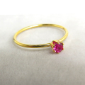 14kgfリング（指輪）合成石ルビー【AAA】3mm（ラウンド）（サイズ目安：10号～11号）「ゴールドフィルド」（1個）
