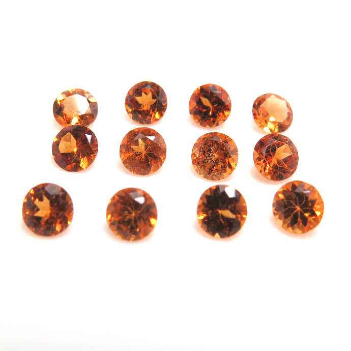 天然石ルース（裸石）・マンダリンガーネット（スペサルタイトガーネット）（ナイジェリア産・非加熱）/ラウンド【4mm】ファセットカット（1個）