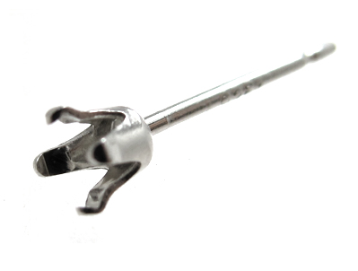 SV925パーツ/ピアス空枠・4本爪ポストピアス（ラウンド3mm）（50ペア/100個）