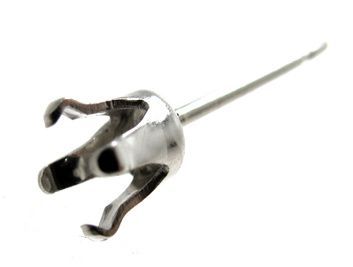 SV925パーツ/ピアス空枠・4本爪ポストピアス（ラウンド4mm）（50ペア/100個）