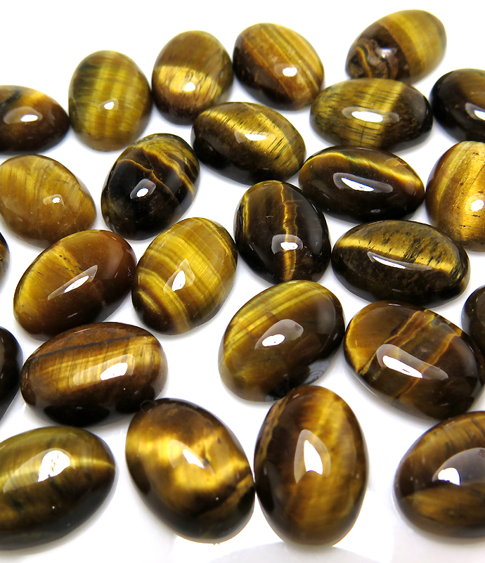 天然石ルース（裸石）タイガーアイ 虎目石/カボションカット（オーバル）【14×10mm】（50個）