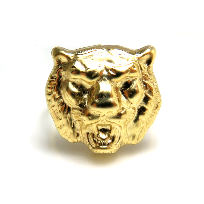 モチーフリング（14kgf指輪）（タイガー）（サイズ目安：7号）「ゴールドフィルド」（10個）