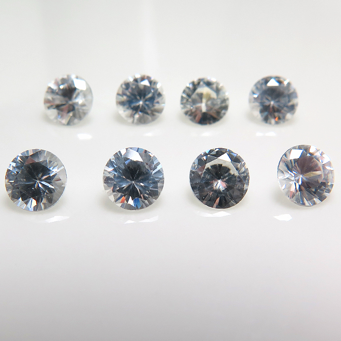 天然石ルース（裸石）・ホワイトジルコン（非加熱）(カンボジア産)/ラウンド【5mm】ダイヤモンドカット（5個）