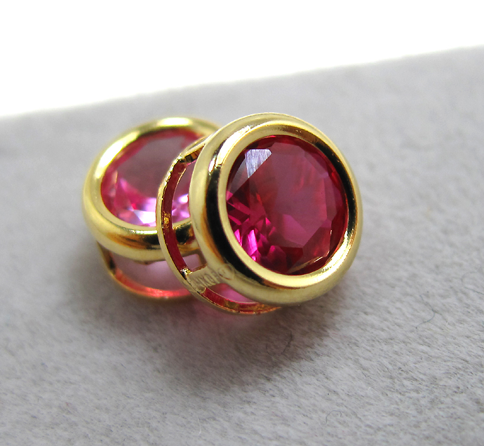 ゴールドフィルド・ベゼル/合成石【ルビー・合成コランダム/火炎溶融法】（ラウンド6mm）「14kgf」（1個）