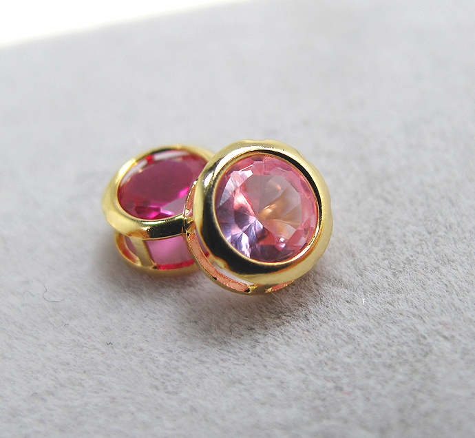 ゴールドフィルド・ベゼル/合成石【ピンクサファイア・合成コランダム/火炎溶融法】（ラウンド5mm）「14kgf」（1個）