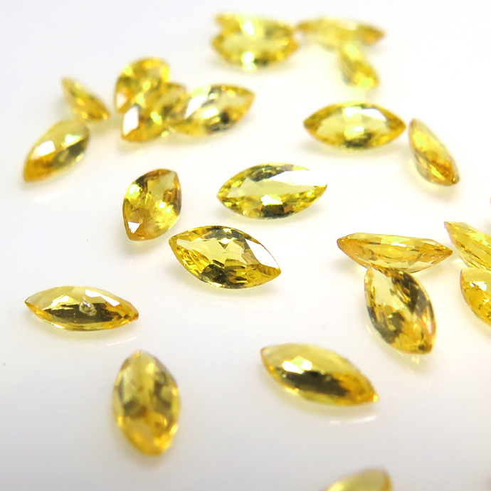 天然石ルース（裸石）・イエローサファイア（セイロン・スリランカ産/加熱処理）マーキス【5×2.5mm】ファセットカット（10個）