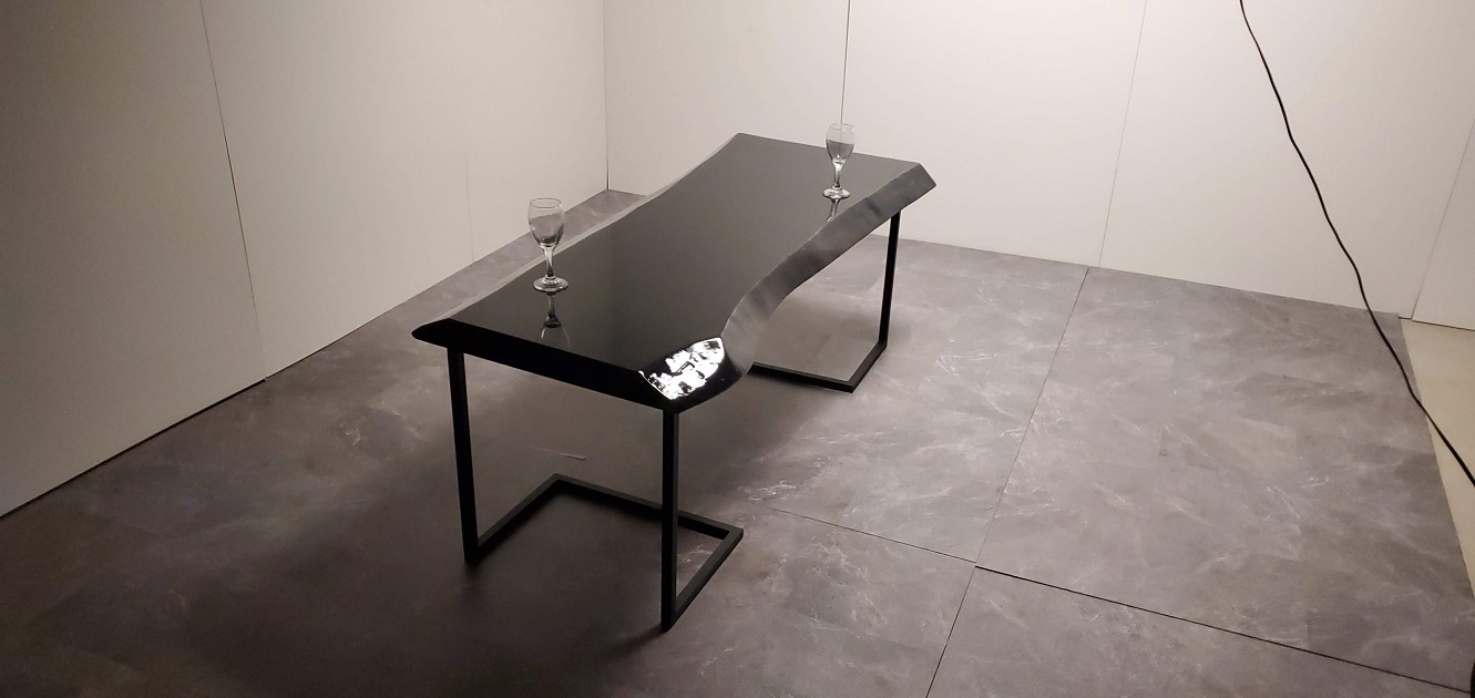 焼き杉レジンテーブル。アイアン脚セット【送料無料】