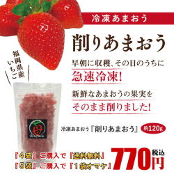 【ポイント5倍】【4袋以上で送料無料】朝摘み新鮮冷凍　削りあまおう【冷凍あまおう】約120g
