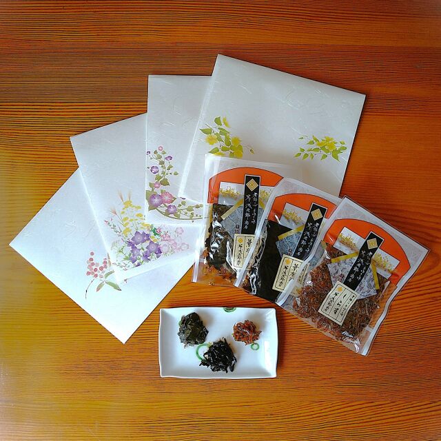 【手土産好適品】佃煮３点ギフト(季節の和紙袋)