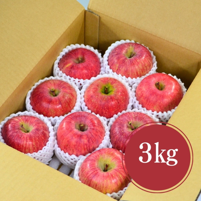 予約-山形産ふじりんご3kg並び詰め