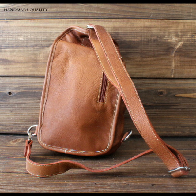 ら*ん様 CAVALLERESCO カーフレザー ワンショルダーバッグ ブラウン 牛革 カーフスキン 持ち手付き レザーボディバッグ ワンショルダー