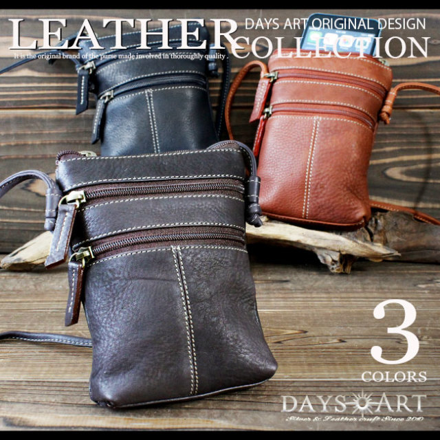 本革 レザーバッグ カーフスキン ショルダーポーチ スマホケース