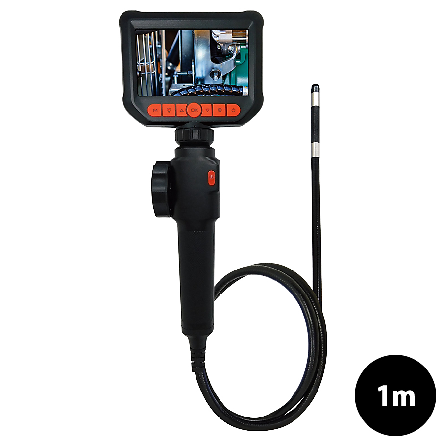 FIB-LCAM-1L360-1M | 直径8mm ケーブル長1m 可動式360度(左右180度)回転フルHDファイバースコープカメラ【防水】【ファイバースコープ】【小型カメラ】