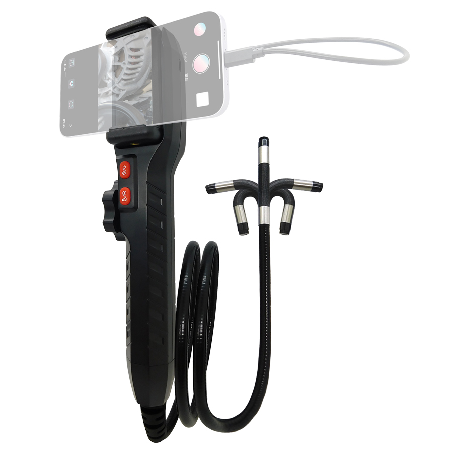 FIB-LCAM-1LM-1M-B | 直径8mm ケーブル長1m スマホ対応先端可動式(左右180度)可動ファイバースコープカメラ【防水】【ファイバースコープ】【小型カメラ】