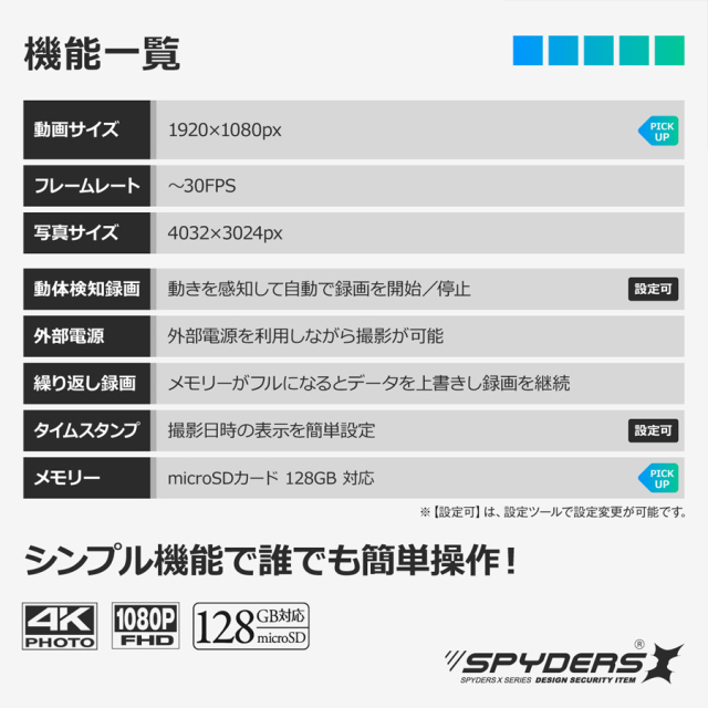 A-409 スパイカメラ 小型カメラ 隠しカメラ USB型カメラ オンスクエア スパイダーズX