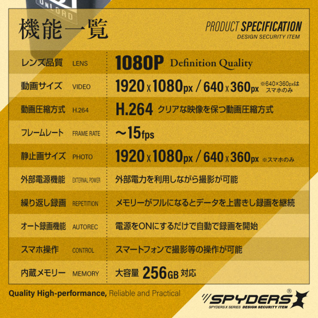 A-560 スパイカメラ 小型カメラ 隠しカメラ ライター型カメラ オンスクエア スパイダーズX
