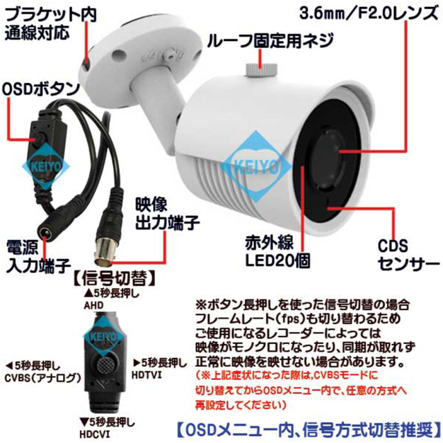AXC-1080LGB 防犯カメラ 監視カメラ 屋外用 バレット型カメラ