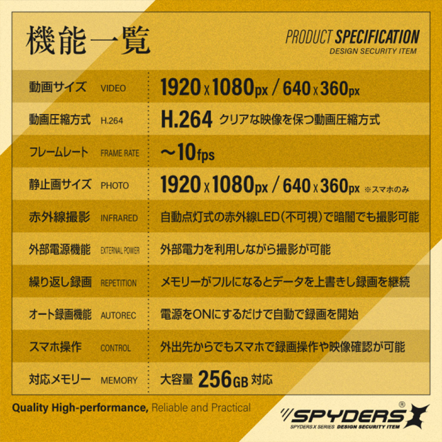 C-504 スパイカメラ 小型カメラ 隠しカメラ 置時計型カメラ オンスクエア スパイダーズX
