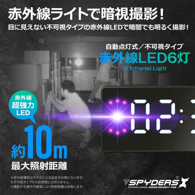 C-507 小型カメラ スパイカメラ 隠しカメラ 置時計型カメラ オンスクエア スパイダーズX