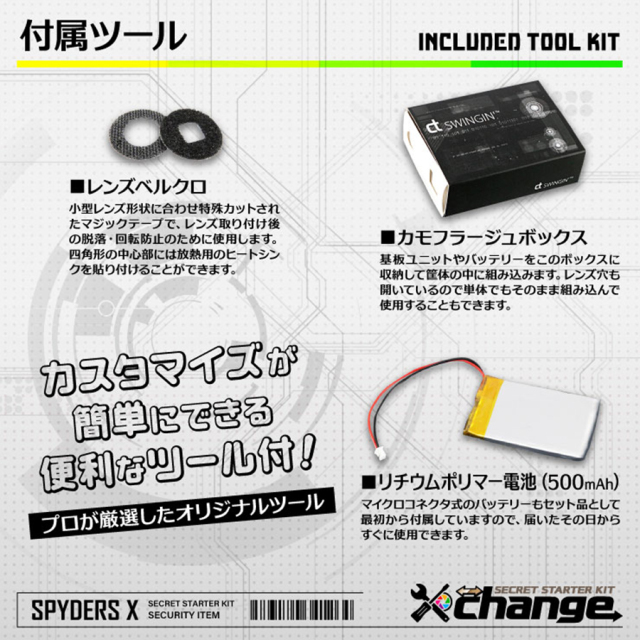 CK-009B カモフラージュカメラ 自作セット チェンジ  オンスクエア スパイダーズX チェンジ スパイカメラ 隠しカメラ