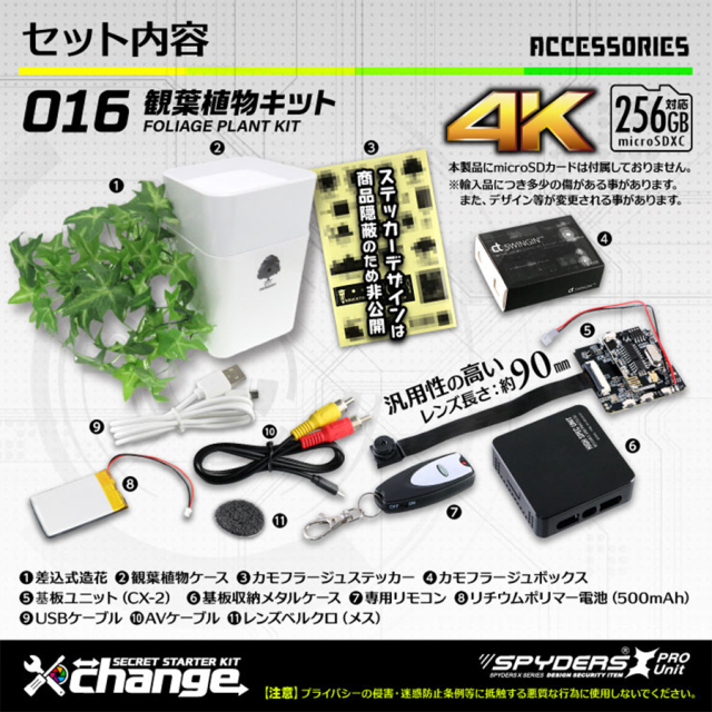 CK-016B カモフラージュカメラ 自作セット チェンジ  オンスクエア スパイダーズX チェンジ スパイカメラ 隠しカメラ