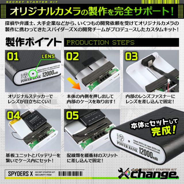 CK-024B カモフラージュカメラ 自作セット チェンジ  オンスクエア スパイダーズX チェンジ スパイカメラ 隠しカメラ