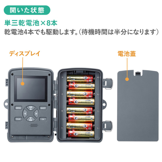 CMS-SC03GY トレイルカメラ 防犯カメラ 監視カメラ フィールドカメラ サンワサプライ