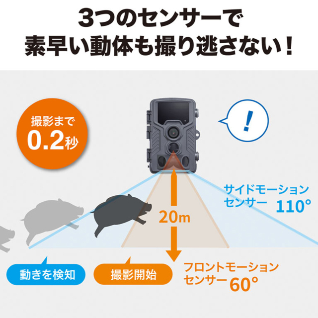 CMS-SC03GY トレイルカメラ 防犯カメラ 監視カメラ フィールドカメラ サンワサプライ
