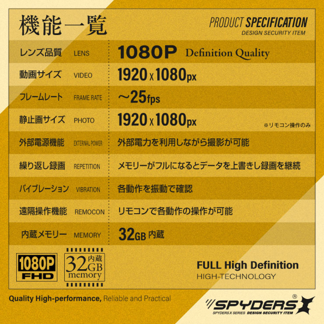 E-204 スパイカメラ 小型カメラ 隠しカメラ メガネ型カメラ 4Kカメラ オンスクエア スパイダーズX