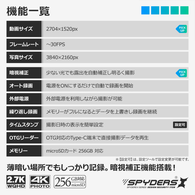 E-208 小型カメラ 防犯カメラ 隠しカメラ スパイカメラ メガネ型カメラ スパイダーズX