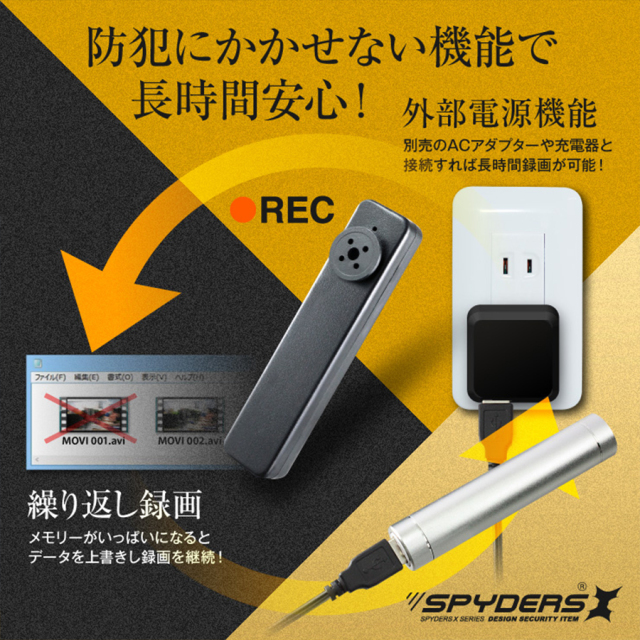 F-802 スパイカメラ 小型カメラ 隠しカメラ ボタン型カメラ オンスクエア スパイダーズX