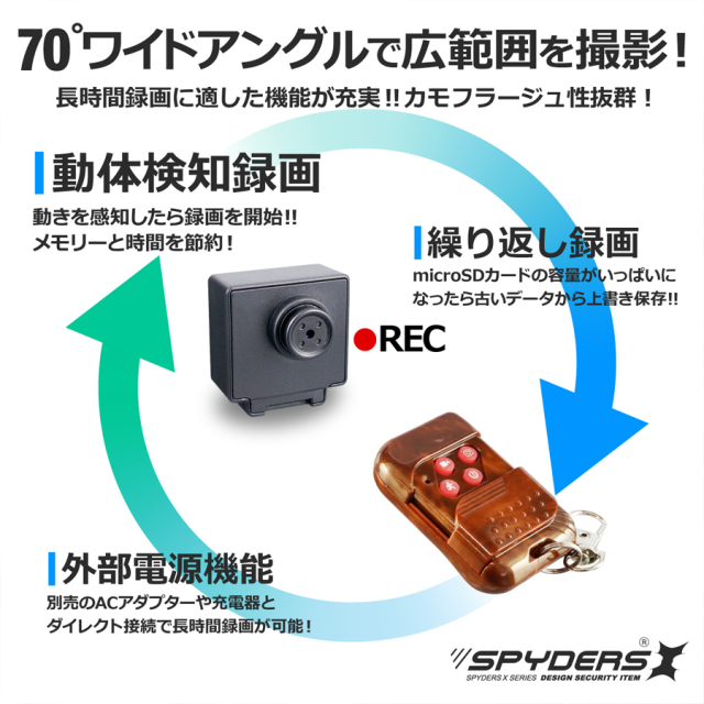 F-805 小型カメラ スパイカメラ 隠しカメラ オンスクエア スパイダーズX