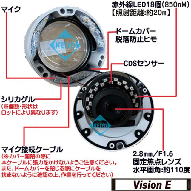 KS-1080IRDA 防犯カメラ 監視カメラ アナログハイビジョン ドーム型