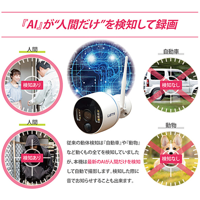 L-WMN-GS2C ワイヤレス見張隊NEOグランドスラム IPカメラ 防犯カメラ 監視カメラ レッツ・コーポレーション LET‘S