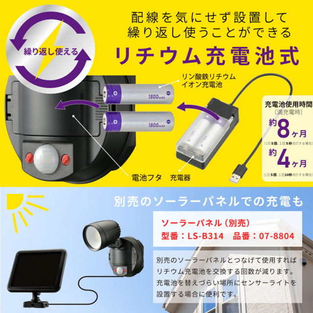 LS-B100Y1 07-8811 センサーライト オーム電機 OHM
