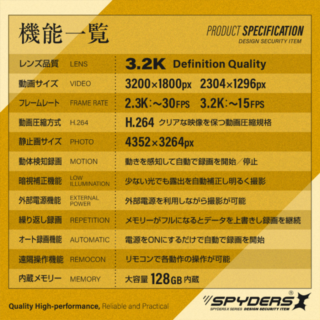 M-968 小型カメラ 防犯カメラ スパイカメラ オンスクエア スパイダーズX