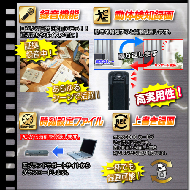 NCC0490-A0 クリップ型カメラ スパイカメラ 小型カメラ 隠しカメラ フルHDカメラ 匠 匠ブランド