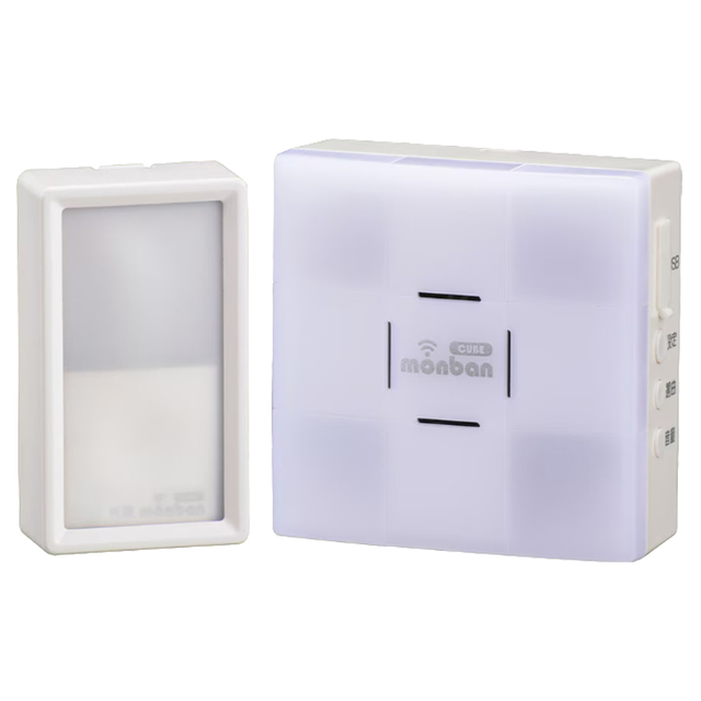 OCH-BPWPT-FBR25(08-1915) | monban CUBE II ワイヤレスチャイムセット(防水押しボタン送信機＋光フラッシュ電池式受信機)【防犯グッズ】【オーム電機】【OHM】