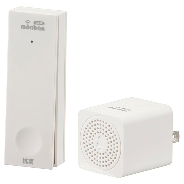 OCH-ECOT-MINIACR25(08-1901) | monban CUBE II ワイヤレスチャイムセット(自家発電式押しボタン送信機＋MINI電池レスAC電源式受信機)【防犯グッズ】【オーム電機】【OHM】