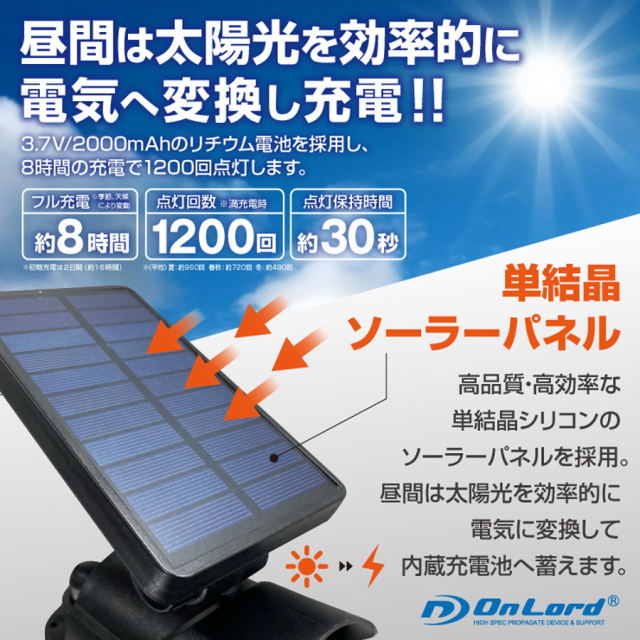 防犯カメラ 屋外 ソーラー ワイヤレス 太陽光充電 人感センサーライト OL-332BH | 防犯カメラ型ソーラー充電式センサーライト | 防犯
