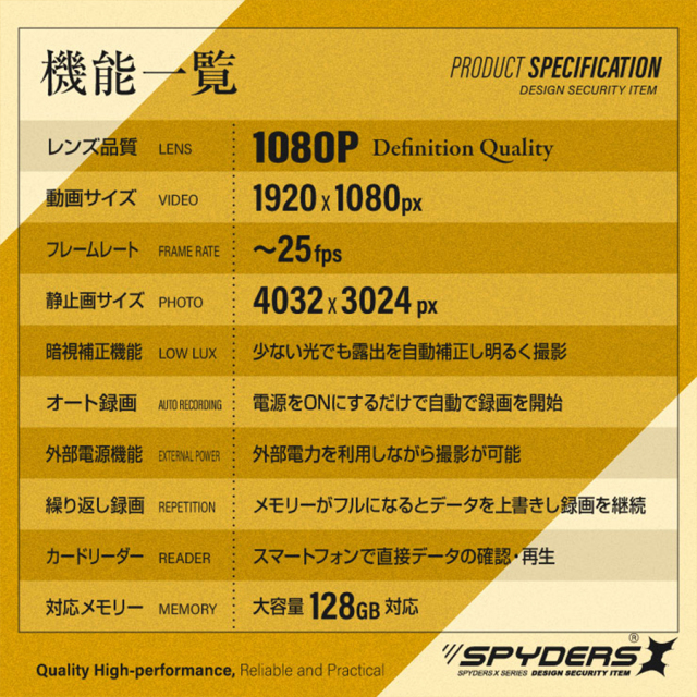 P-129 | フルHD録画対応 | 128GBメモリ対応ペン擬装(偽装)小型カメラ