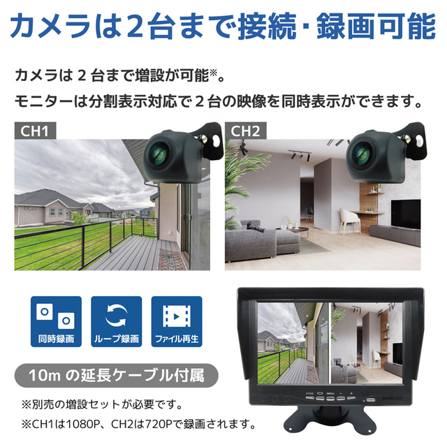 SEC-S-M1080P-7LP | 予測録画機能搭載貼るだけ小型防犯セット【防犯