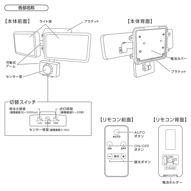 SLR3LEB2 LEDセンサーライト YAZAWA ヤザワ