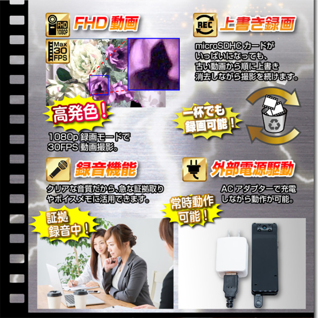 TK-C523-A0 On-Black オンブラック スパイカメラ 小型カメラ 隠しカメラ クリップ型カメラ 匠