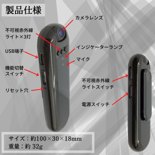 TK-CLI-19 Vion ヴィオン スパイカメラ 小型カメラ 隠しカメラ クリップ型カメラ 匠