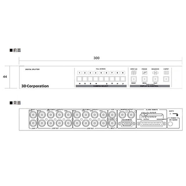 TQS-C9V 防犯カメラ 監視カメラ 画面分割機 3DCorporation スリーディ